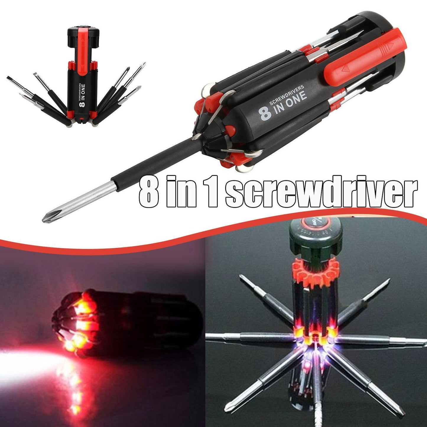 Car Supplies 8 In 1 Screwdriver With LED Flashlight - CartsHub