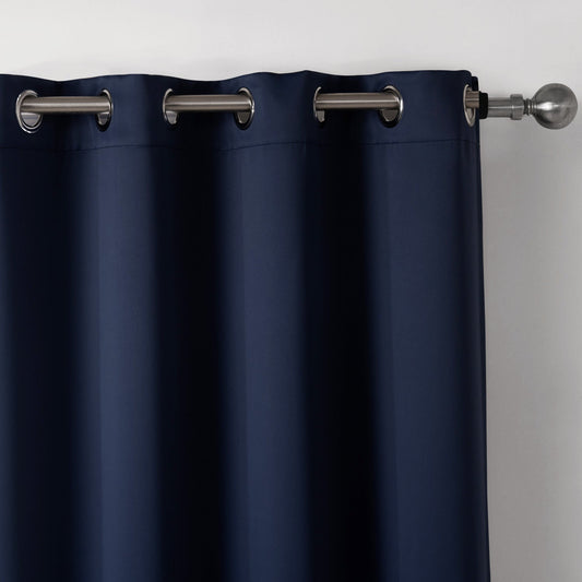 Dark Blue Bedroom Blackout Fabric Printed Curtains Cartshub
