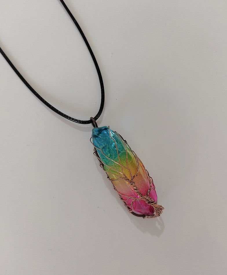 Hot Selling Stone Crystal Pillar Tree Of Life Pendant Ins Fashion Necklace Cartshub